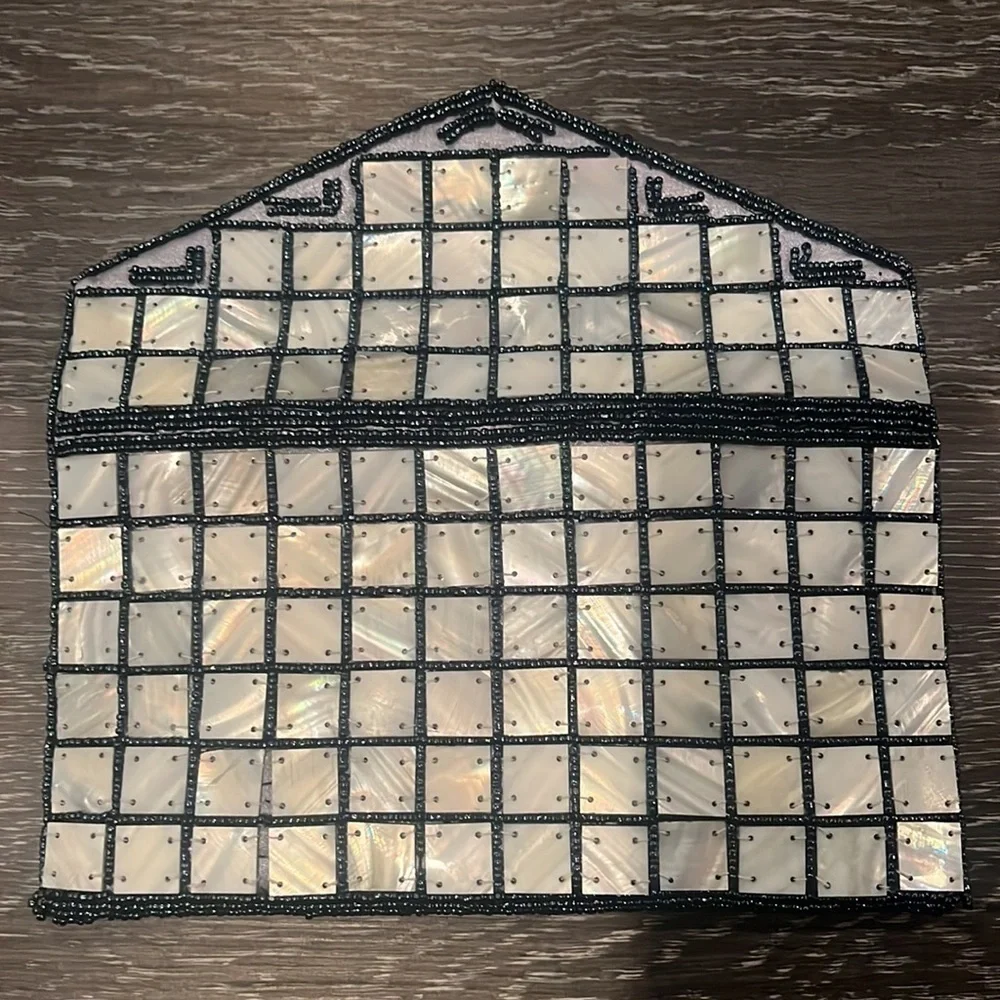 Mod handmade mother of pearl clutch bag